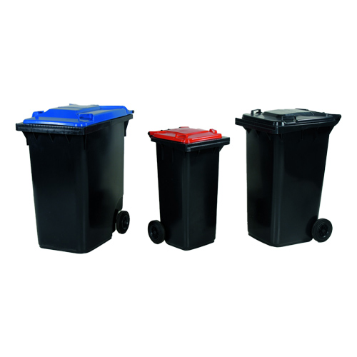 Avfallskärl med olika färger på lock